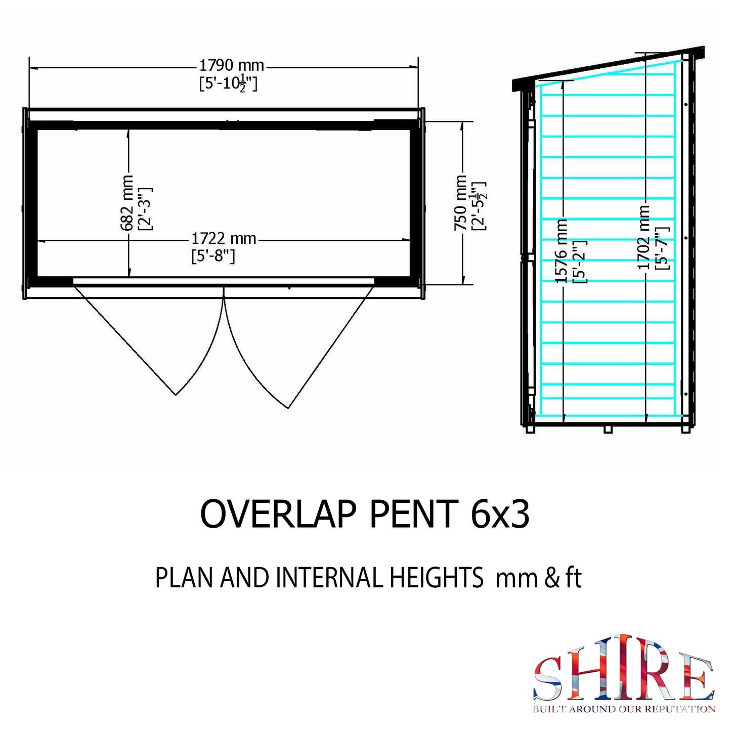 Shire Overlap Pressure Treated Pent 6x3 Double Door