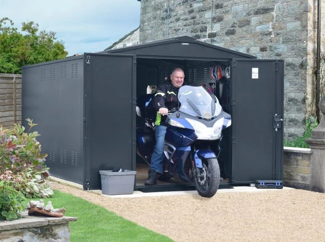 Asgard Motorcycle Garage Plus 1 - 7ft x 14ft - Police Preferred Specification