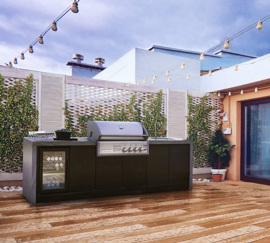 GrandPro 215 Crossray 4-Burner Outdoor Kitchen with Fridge & Sink