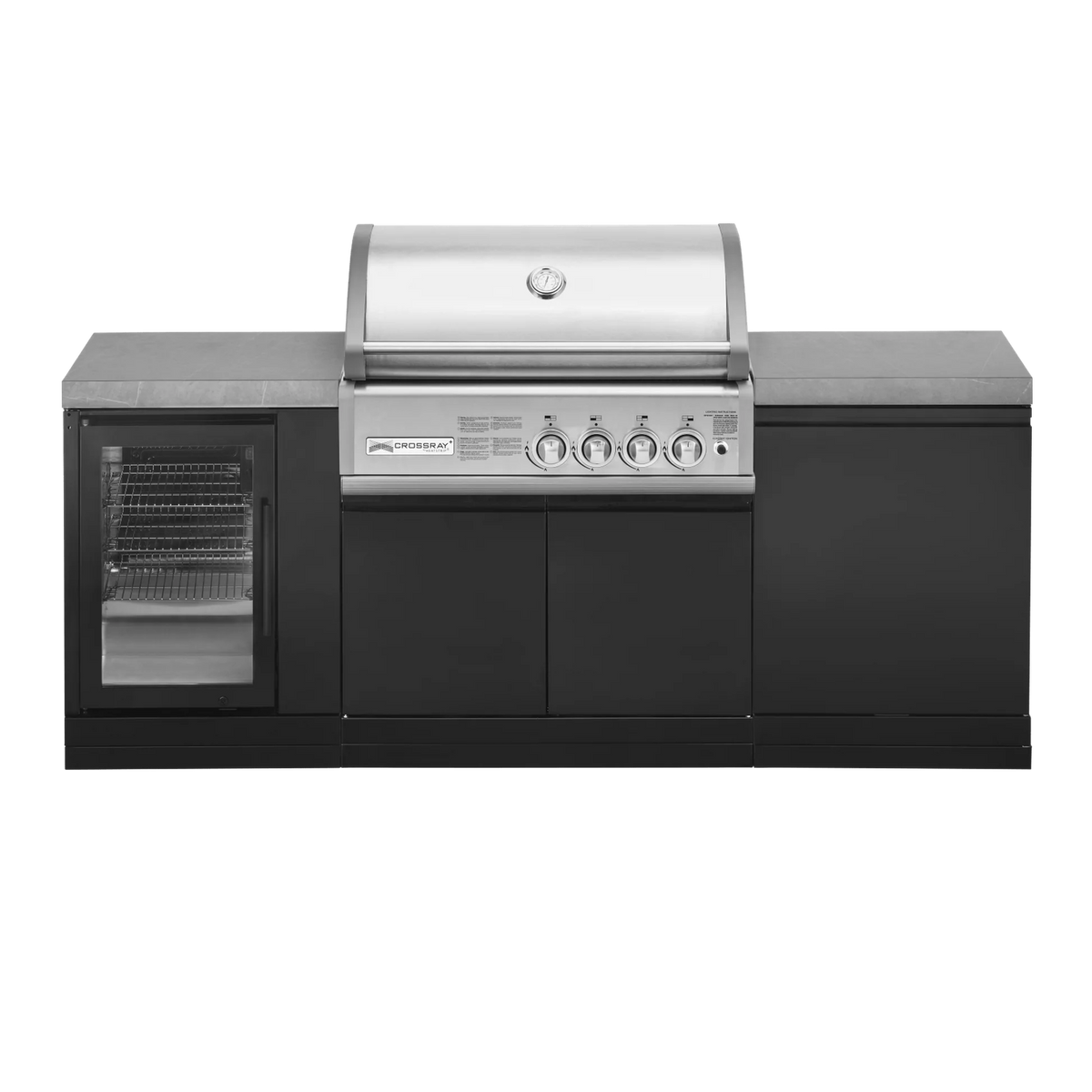GrandPro 215 Crossray 4-Burner Outdoor Kitchen with Integrated Fridge