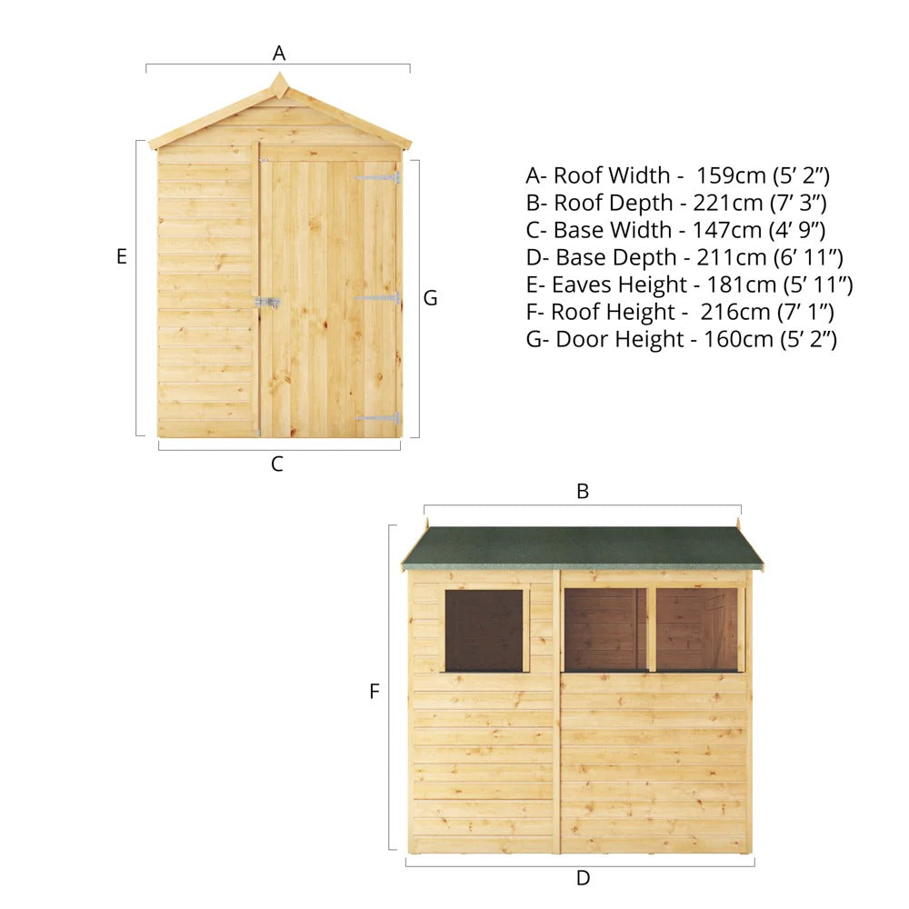 Mercia 7x5 Modular Shiplap Apex