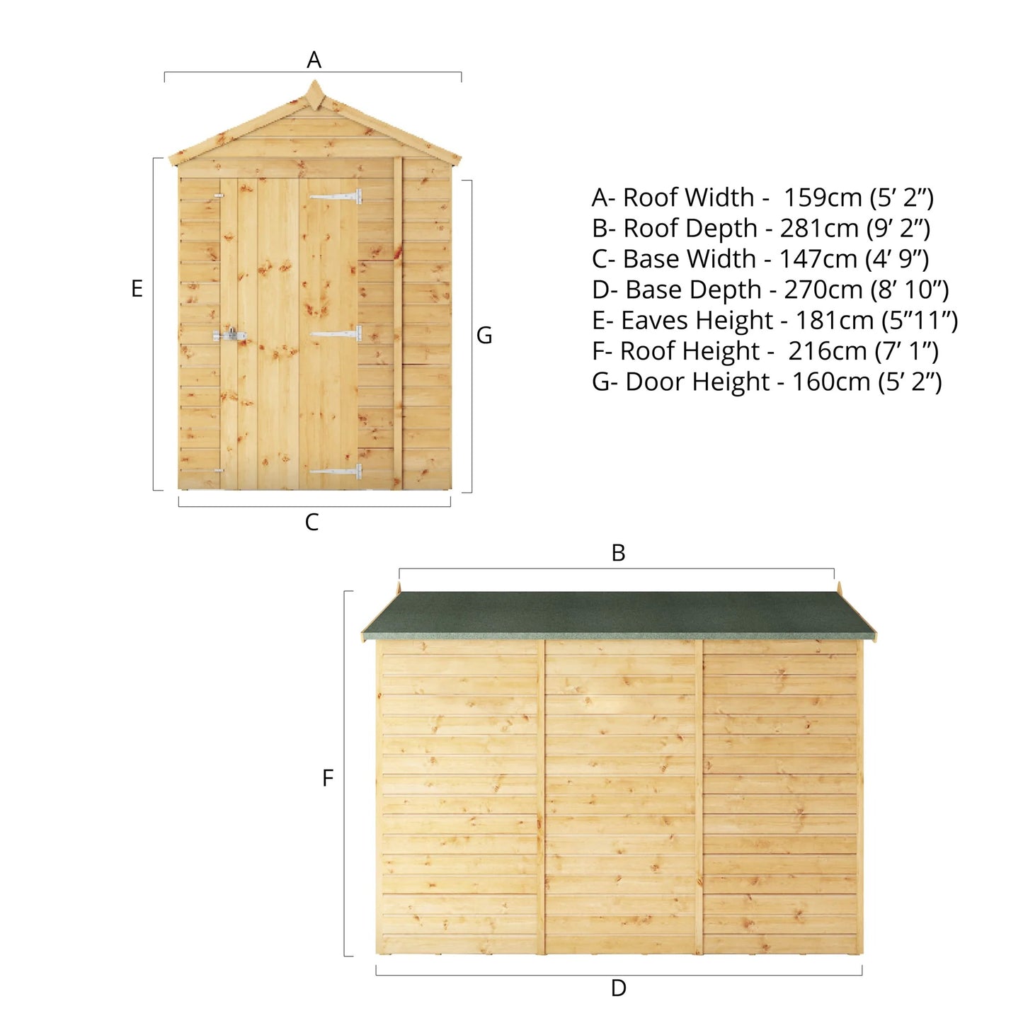 Mercia 9x5 Modular Shiplap Apex - Windowless
