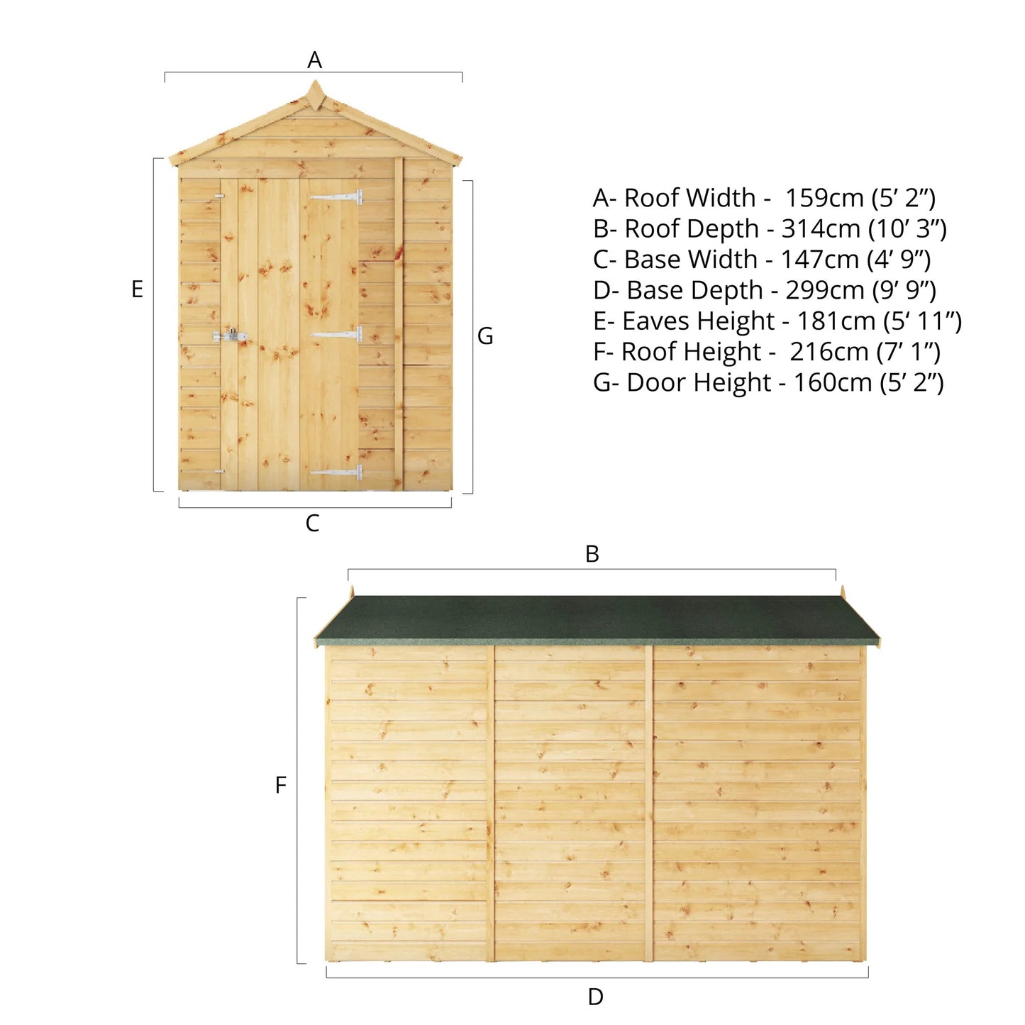 Mercia 10x5 Modular Shiplap Apex - Windowless