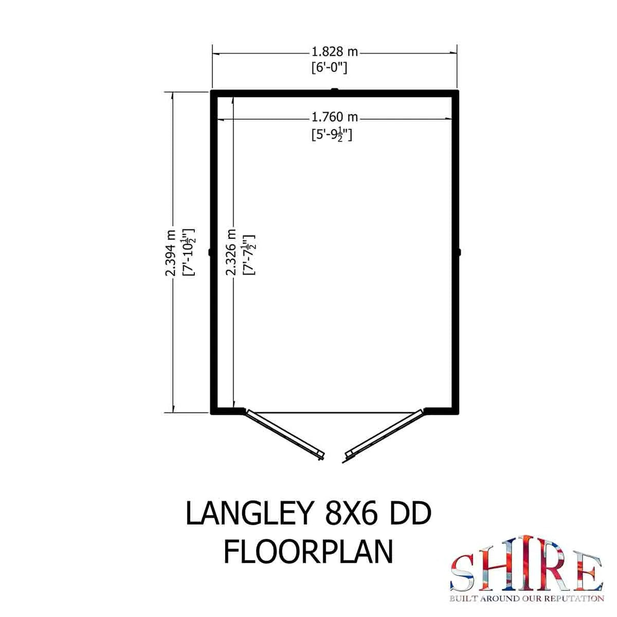 Shire Langley 8x6 Shiplap Double Door