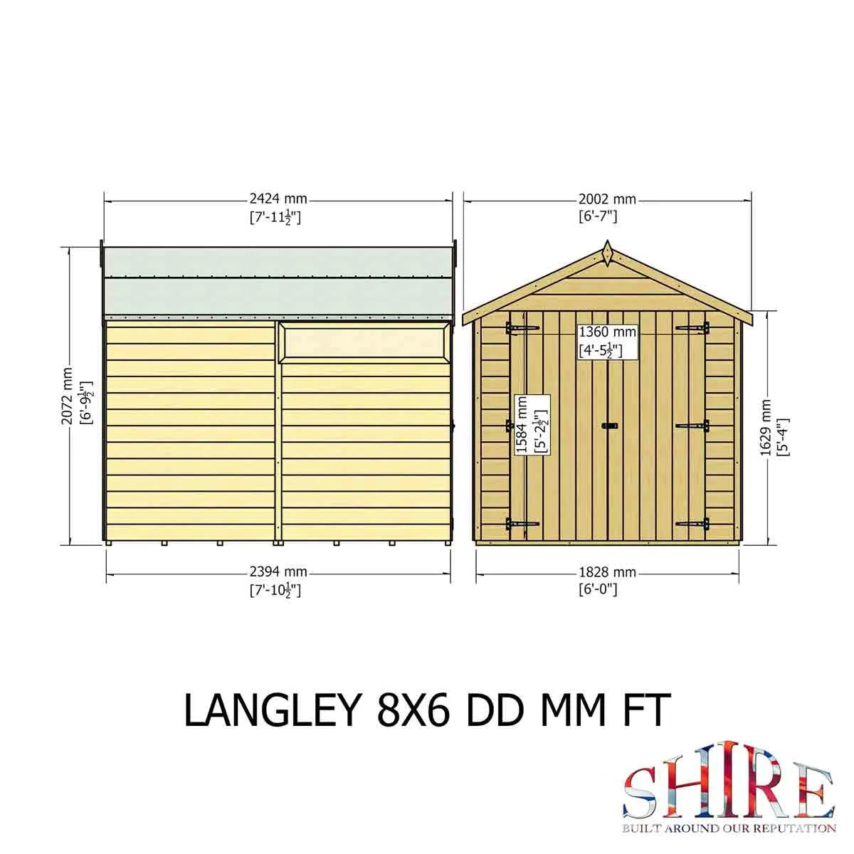 Shire Langley 8x6 Shiplap Double Door