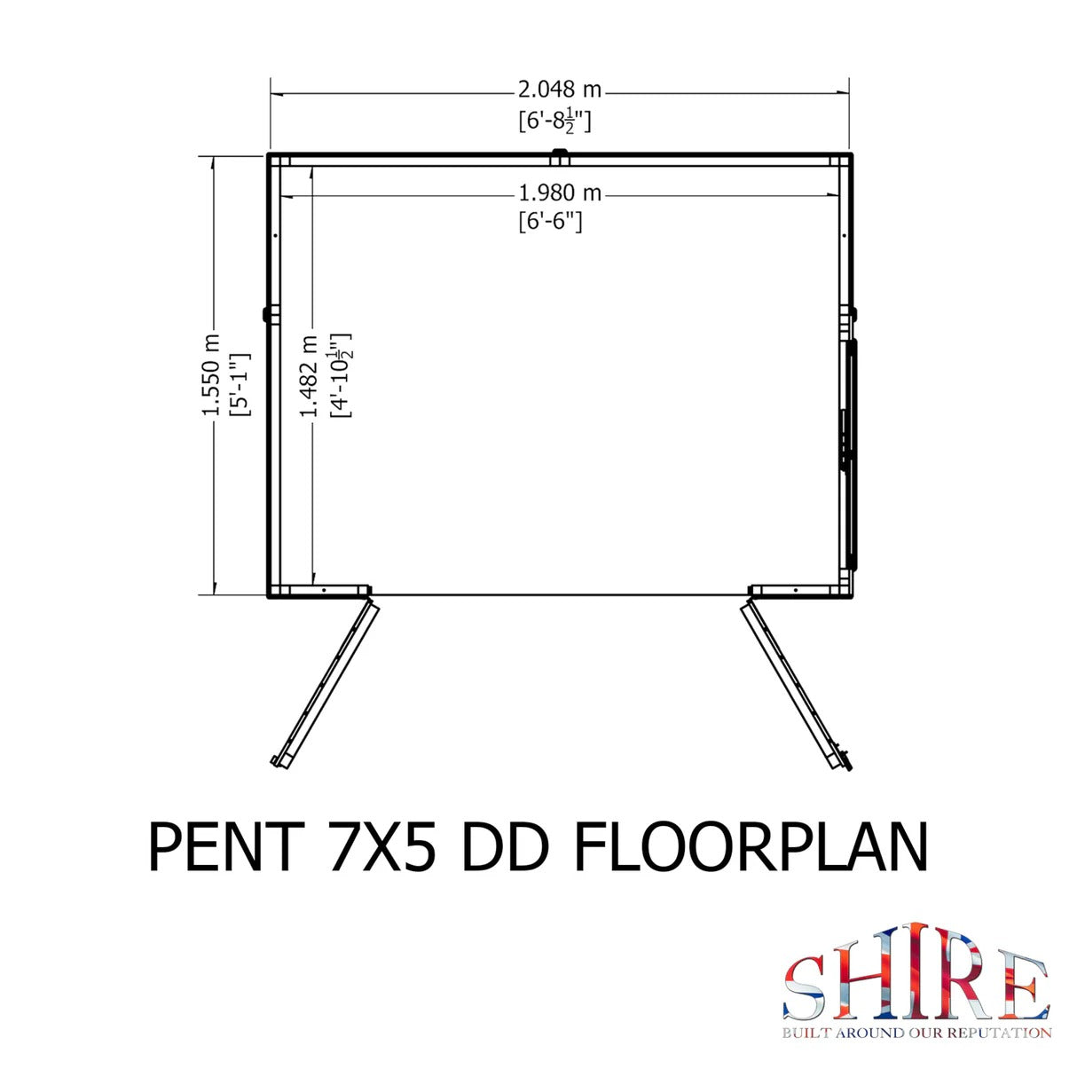 Shire Pent 7x5 Shiplap Double Door Shed