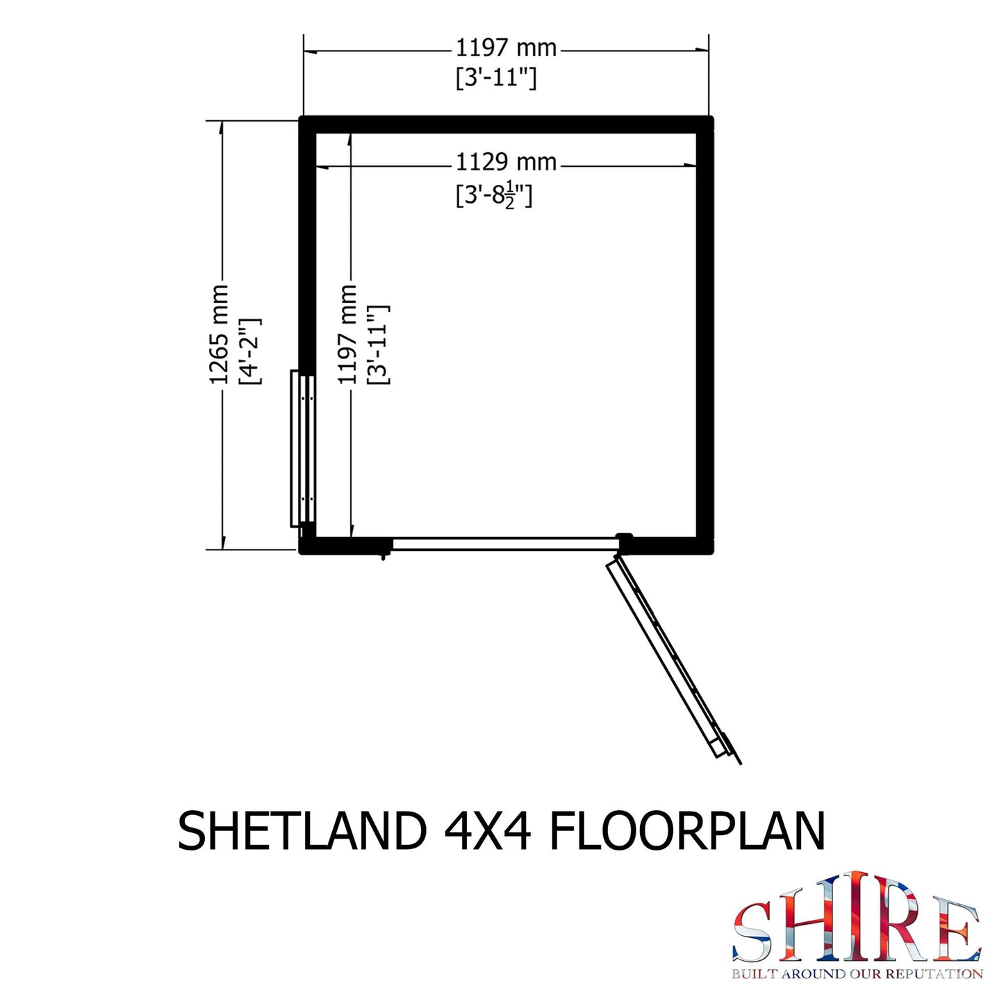 Shire GB Shetland 4x4 ft Shiplap Apex Single Door Shed