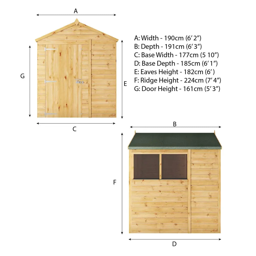 Mercia 6x6 Woodsman Shiplap Apex - Glass