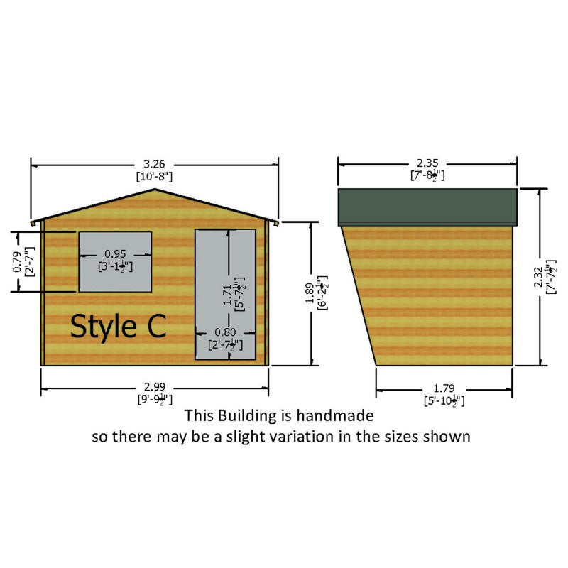 Shire Security Cabin 10x6 Loglap Style D