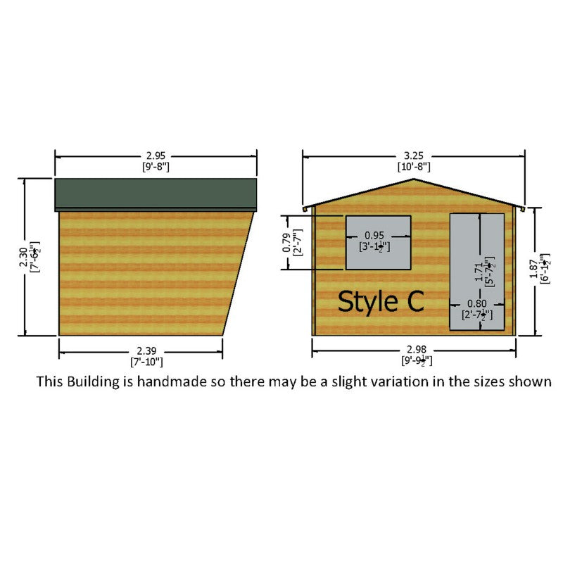 Shire Security Cabin 10x8 Loglap Style C