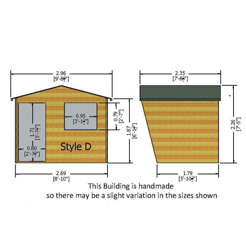 Shire Security Cabin 9x6 Loglap Style D