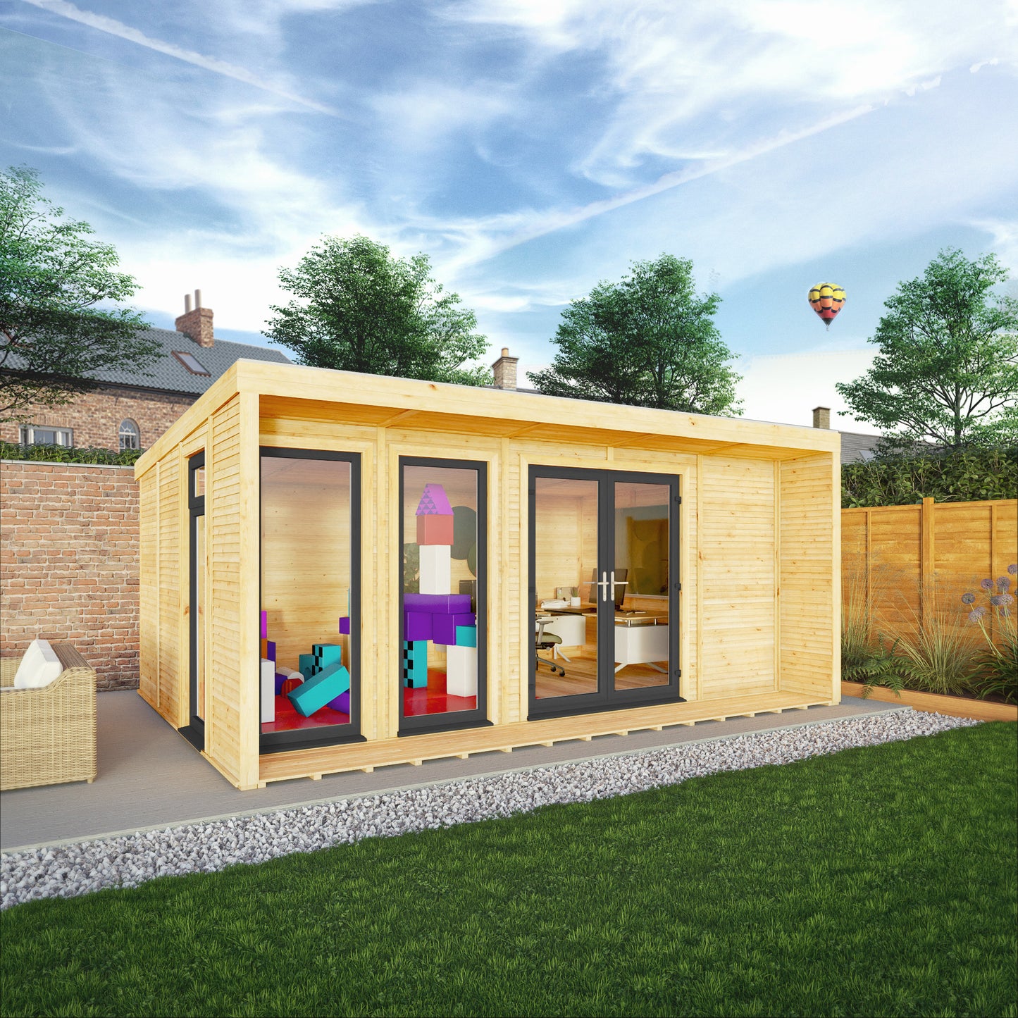 Mercia Sherwood Cresswell 5mx3m Insulated Garden Room - (UPVC Windows & Doors) - Grey