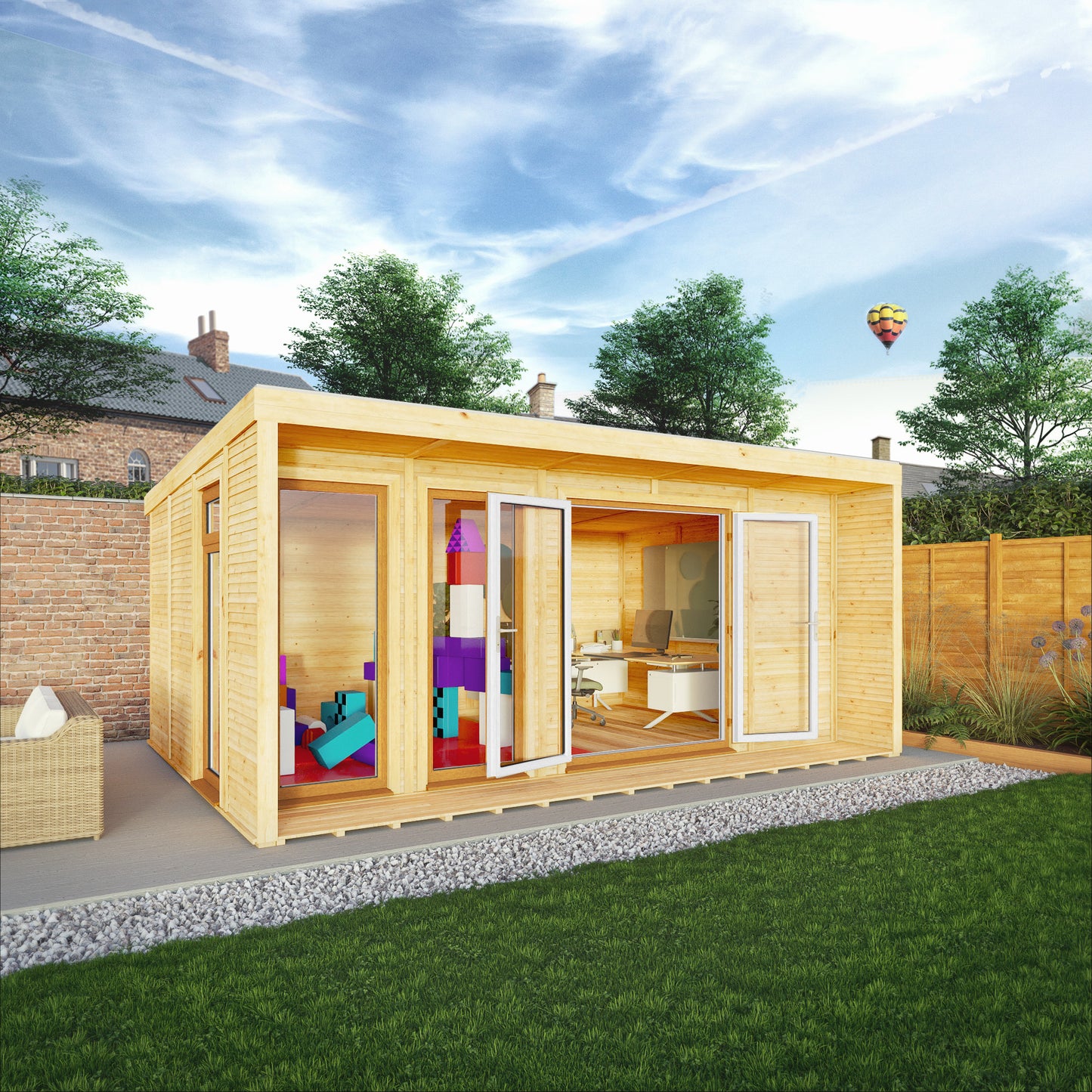 Mercia Sherwood Harlow 5mx3m Insulated Garden Room - (UPVC Windows & Doors) - Oak
