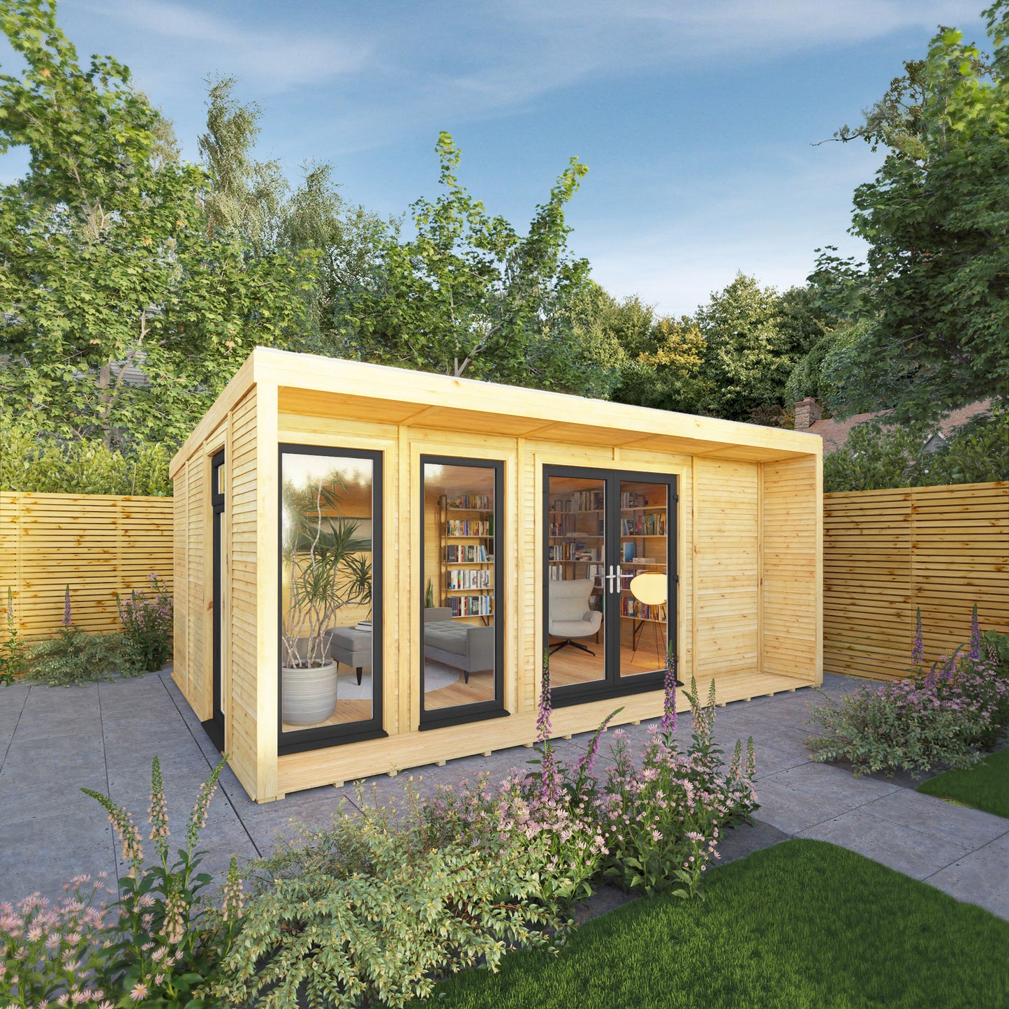 Mercia Sherwood Cresswell 5mx3m Insulated Garden Room - (UPVC Windows & Doors) - Grey
