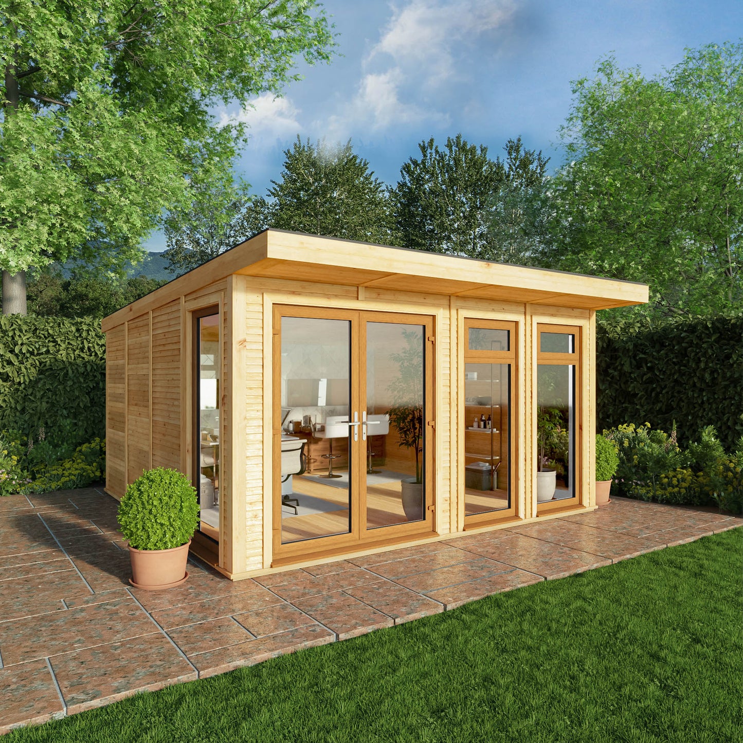 Mercia Sherwood Edwinstowe 4mx4m Insulated Garden Room - (UPVC Windows & Doors) - Oak
