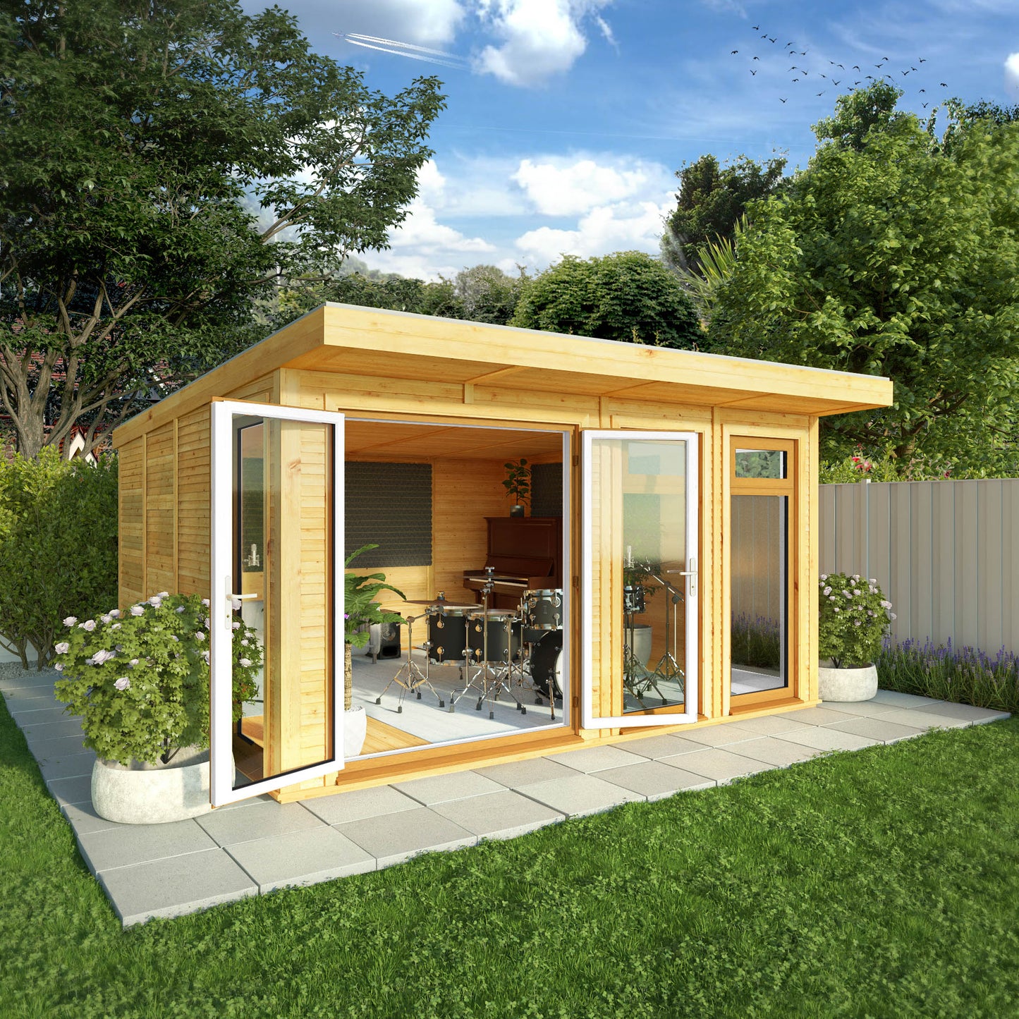 Mercia Sherwood Edwinstowe 4mx4m Insulated Garden Room - (UPVC Windows & Doors) - Oak