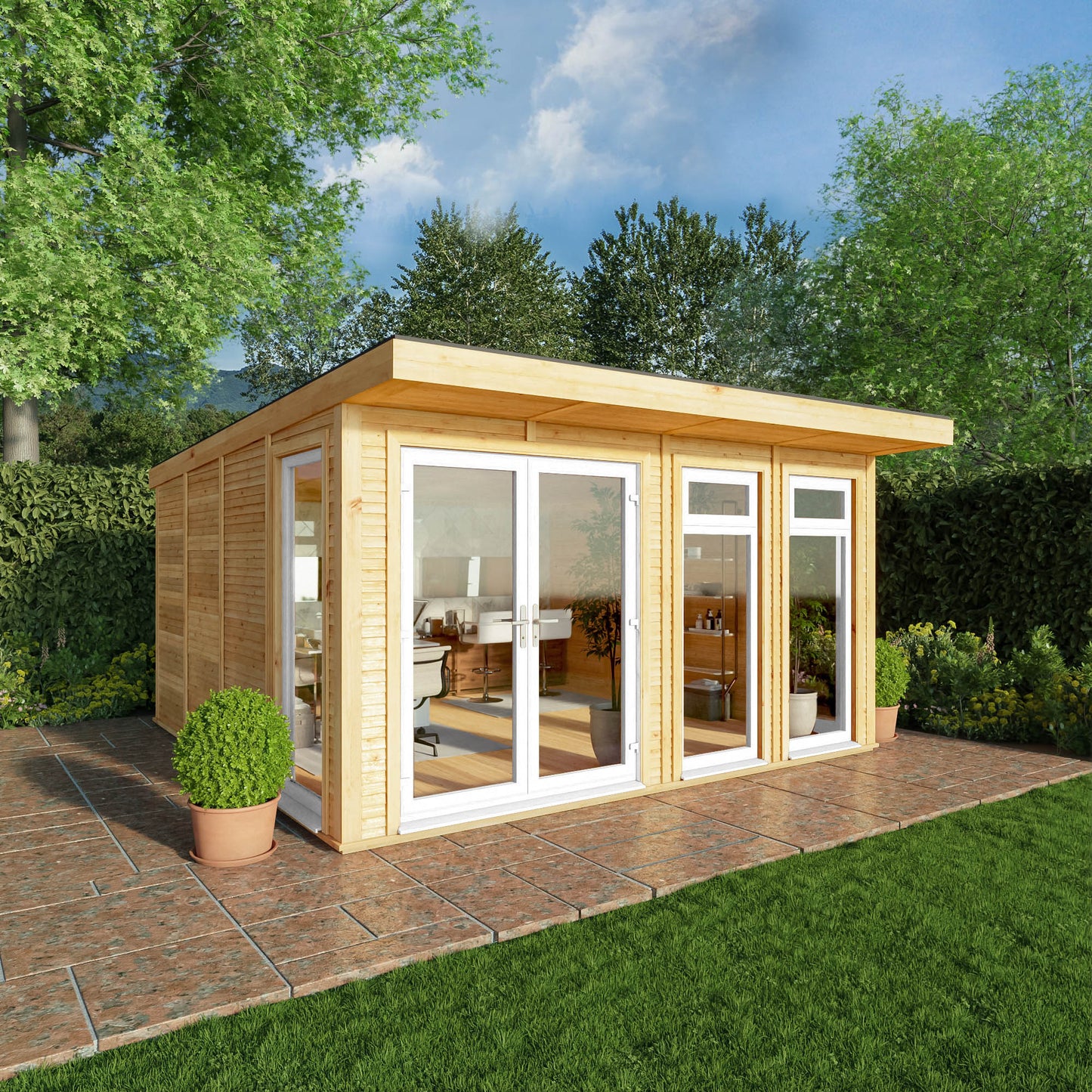 Mercia Sherwood Edwinstowe 4mx4m Insulated Garden Room- (UPVC Windows & Doors) - White