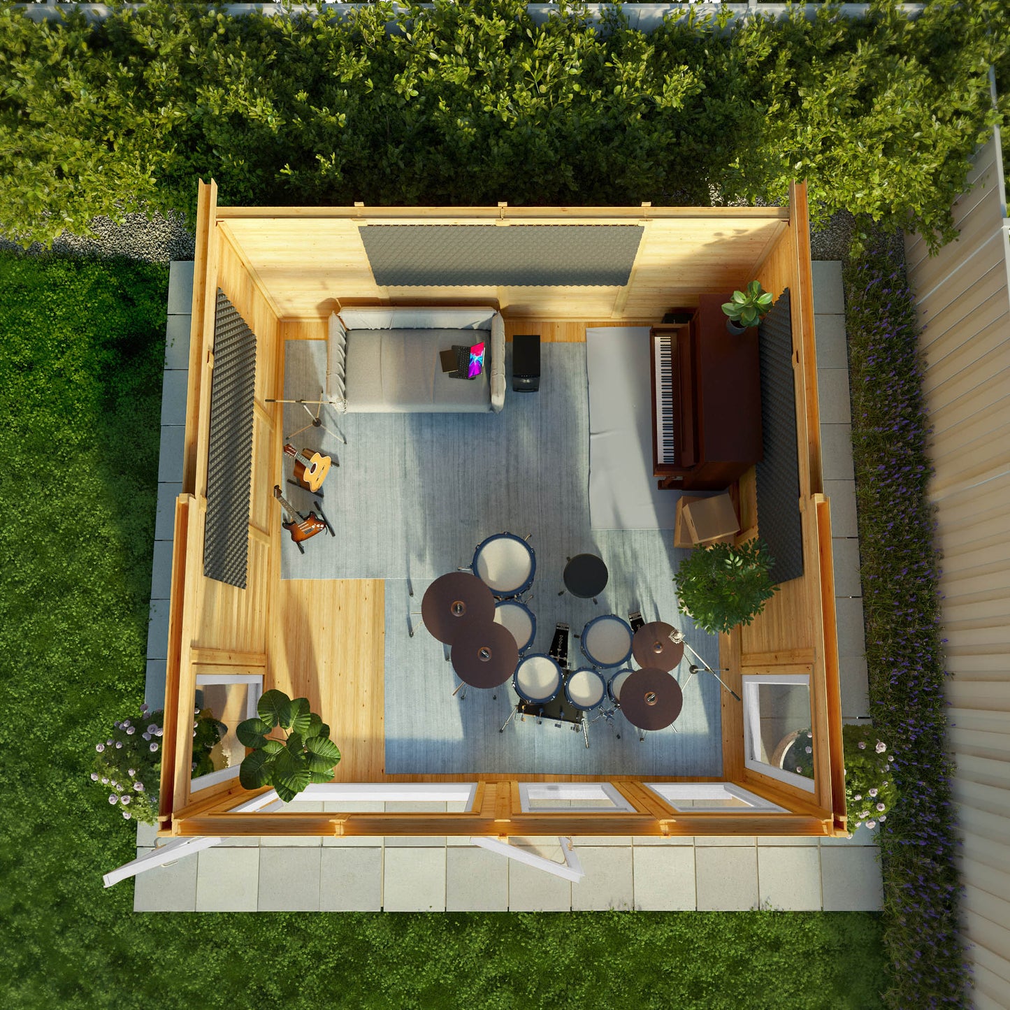 Mercia Sherwood Edwinstowe 4mx4m Insulated Garden Room- (UPVC Windows & Doors) - White