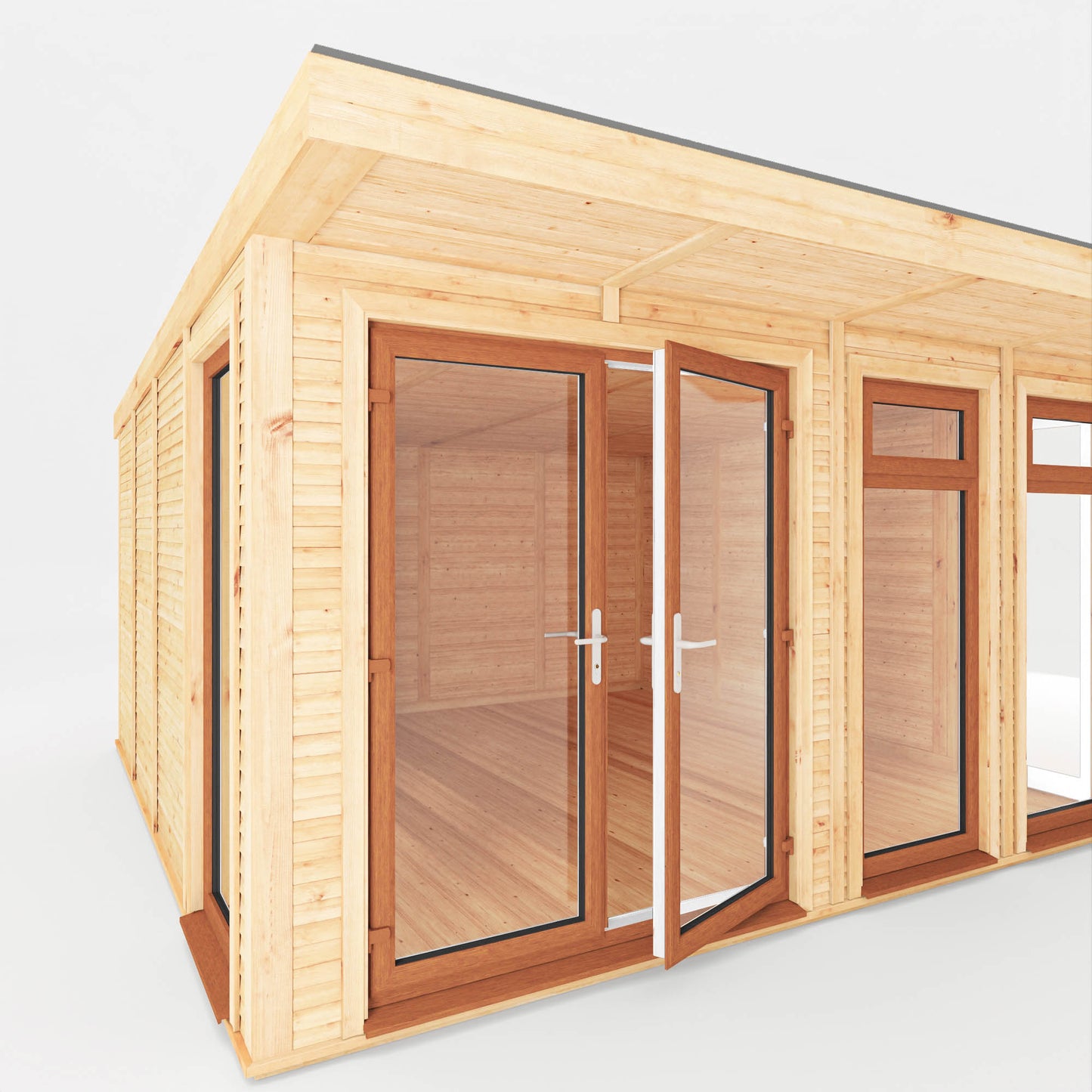 Mercia Sherwood Edwinstowe 4mx4m Insulated Garden Room - (UPVC Windows & Doors) - Oak