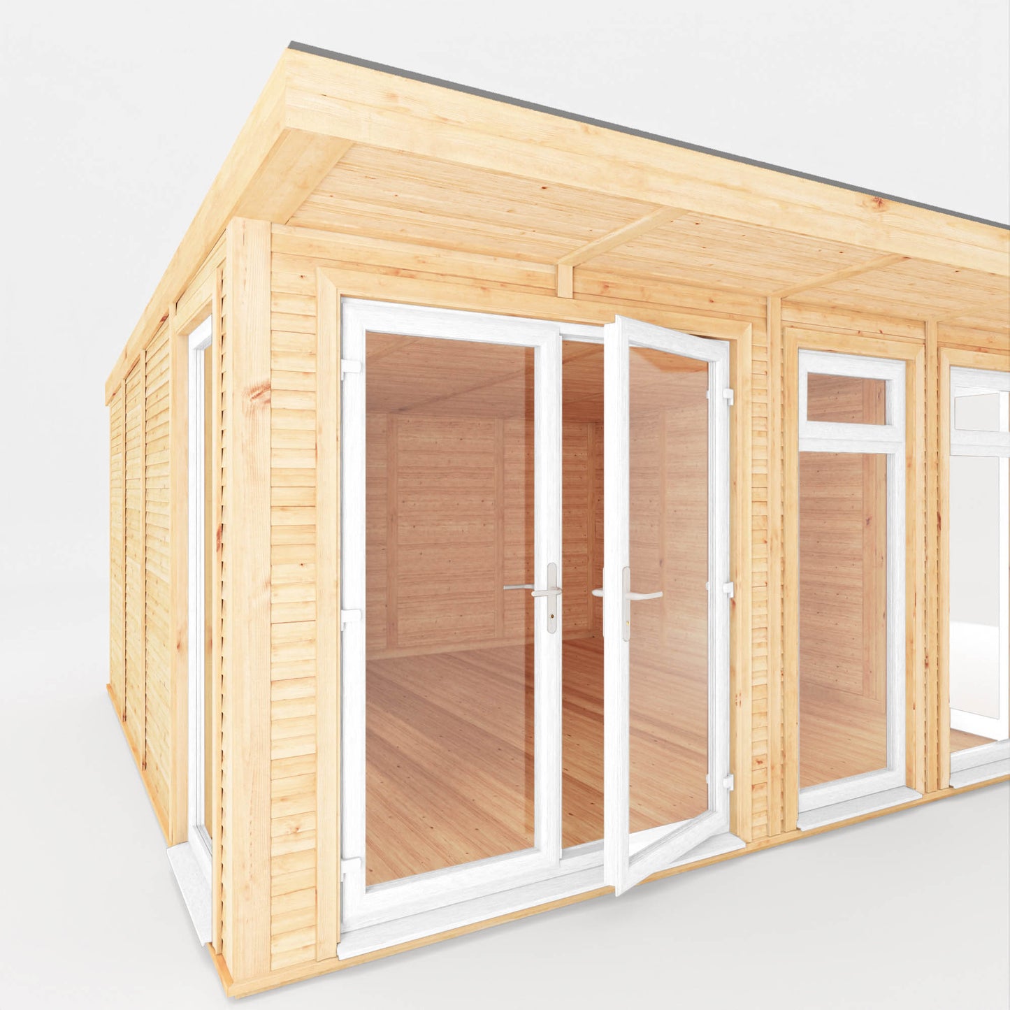 Mercia Sherwood Edwinstowe 4mx4m Insulated Garden Room- (UPVC Windows & Doors) - White