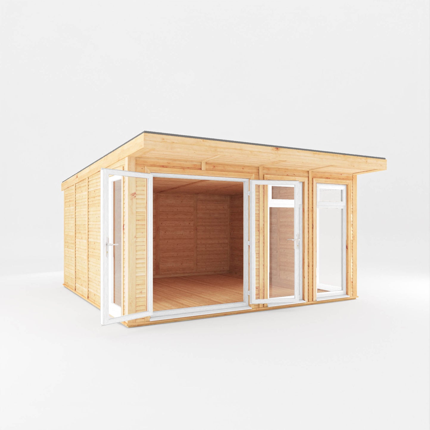 Mercia Sherwood Edwinstowe 4mx4m Insulated Garden Room- (UPVC Windows & Doors) - White