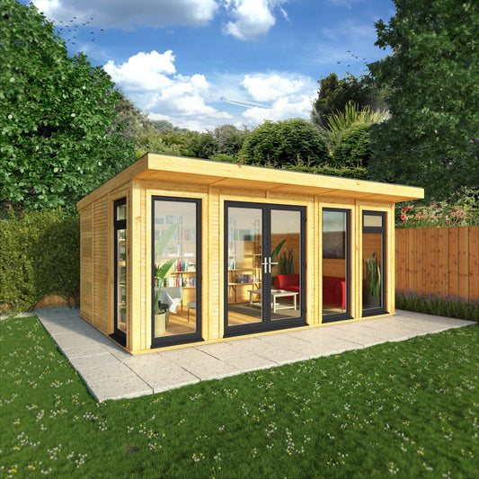 Mercia Sherwood Edwinstowe 5mx3m Insulated Garden Room - (UPVC Windows & Doors) - Grey