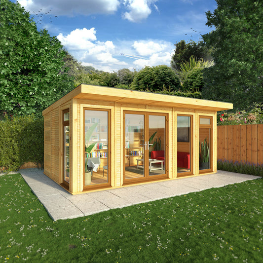 Mercia Sherwood Edwinstowe 5mx3m Insulated Garden Room - (UPVC Windows & Doors) - Oak