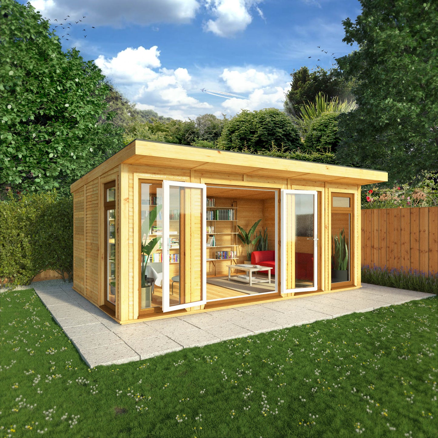 Mercia Sherwood Edwinstowe 5mx3m Insulated Garden Room - (UPVC Windows & Doors) - Oak