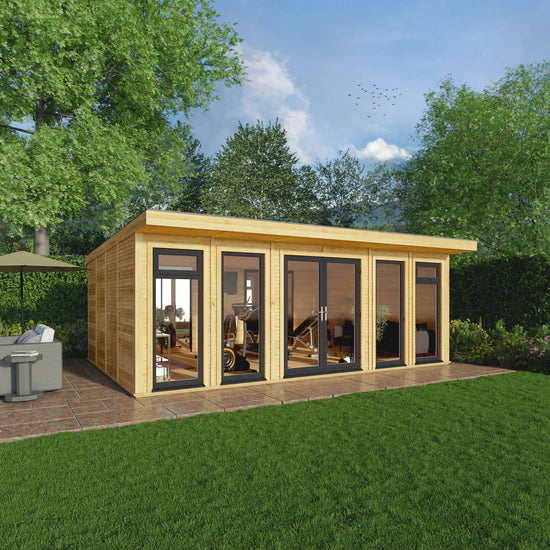 Mercia Sherwood Edwinstowe 6mx4m Insulated Garden Room - (UPVC Windows & Doors) - Grey