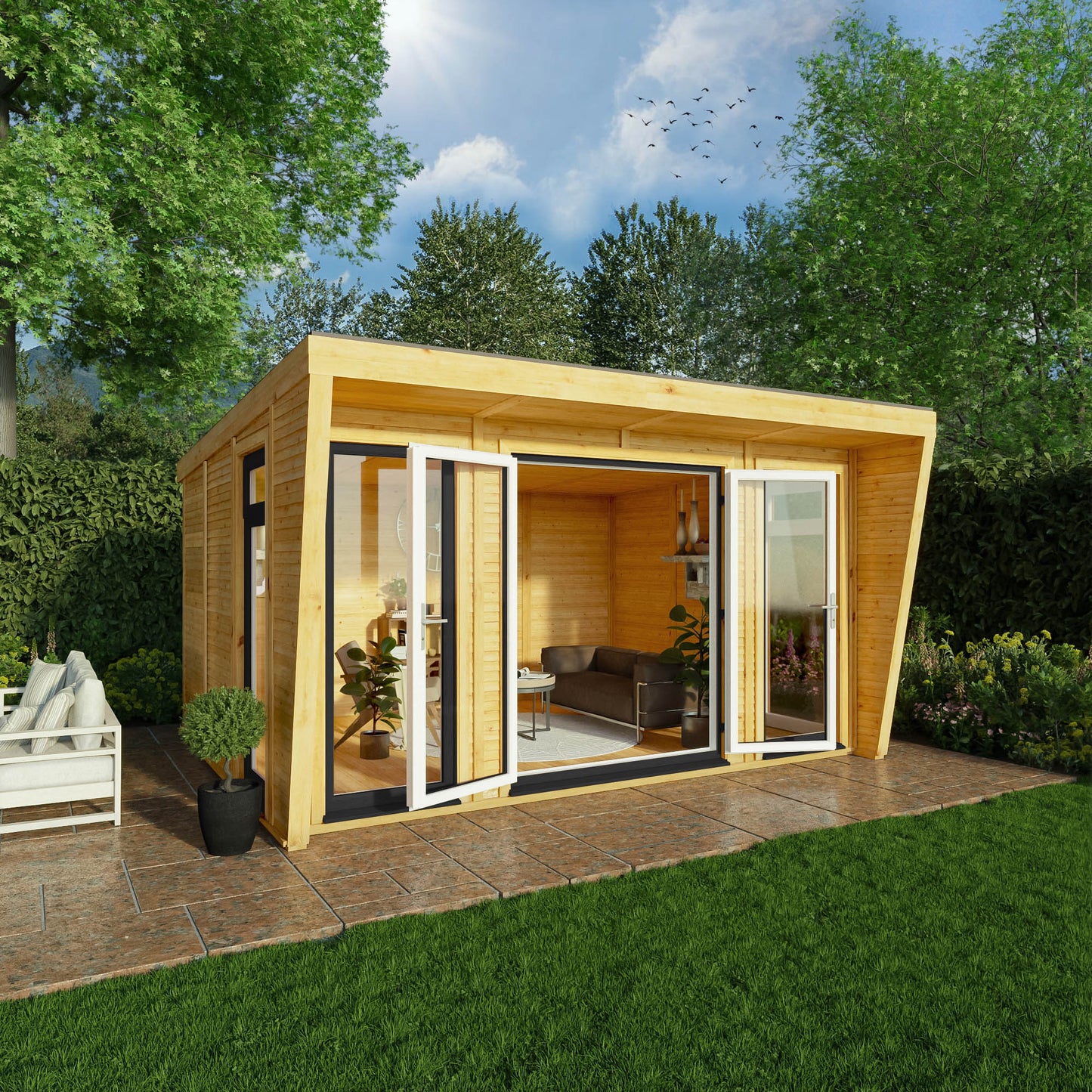 Mercia Sherwood Harlow 4mx3m Insulated Garden Room - (UPVC Windows & Doors) - Grey