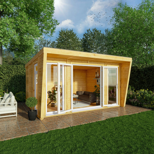 Mercia Sherwood Harlow 4mx3m Insulated Garden Room - (UPVC Windows & Doors) - White