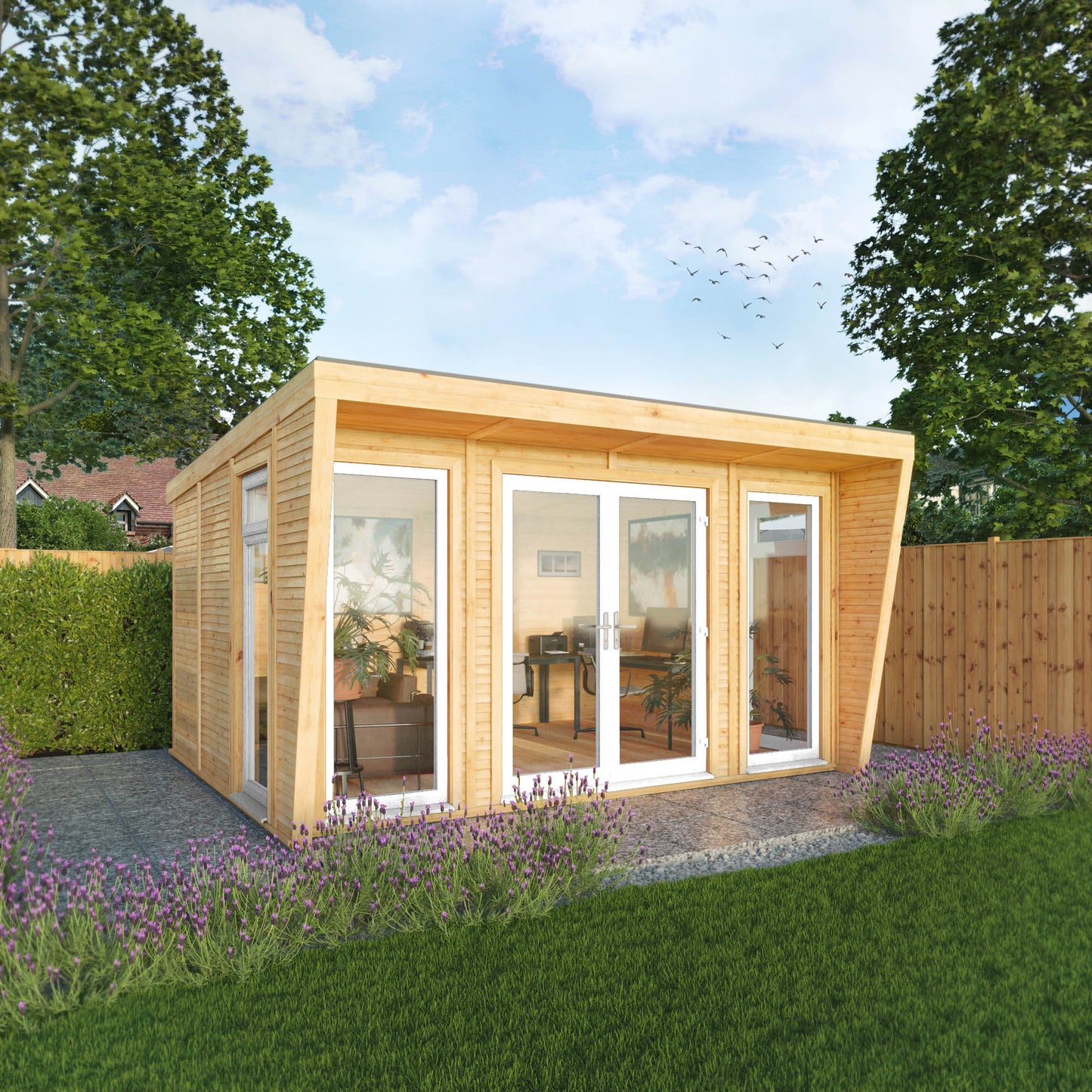 Mercia Sherwood Harlow 4mx3m Insulated Garden Room - (UPVC Windows & Doors) - White