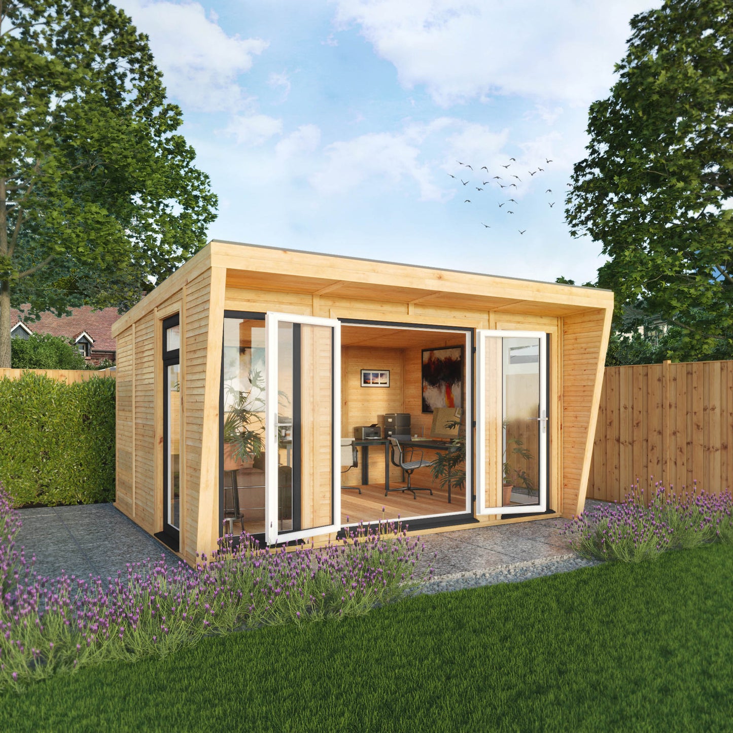 Mercia Sherwood Harlow 4mx3m Insulated Garden Room - (UPVC Windows & Doors) - Grey