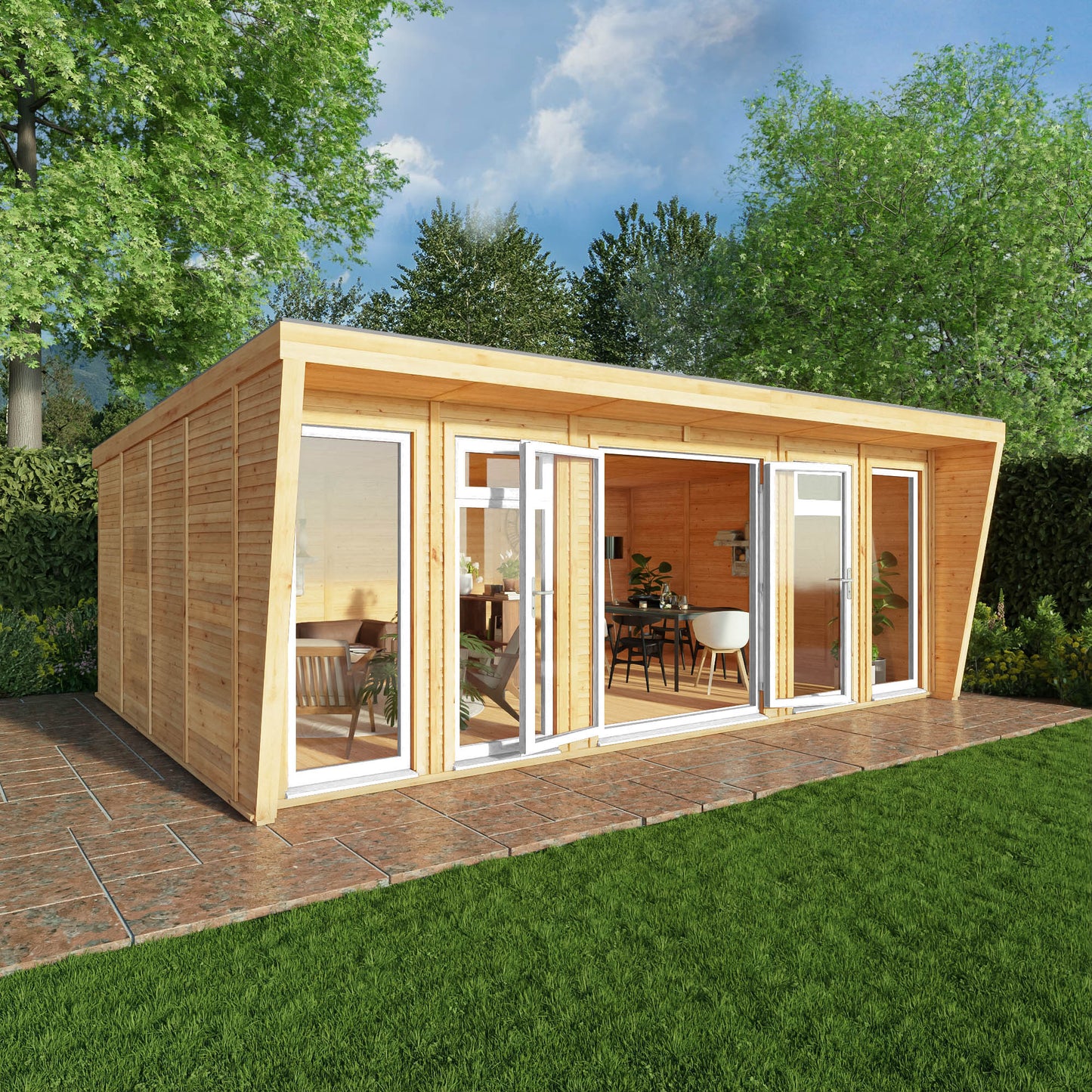 Mercia Sherwood Harlow 6mx4m Insulated Garden Room - (UPVC Windows & Doors) - White