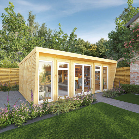 Mercia Sherwood Harlow 6mx4m Insulated Garden Room - (UPVC Windows & Doors) - White