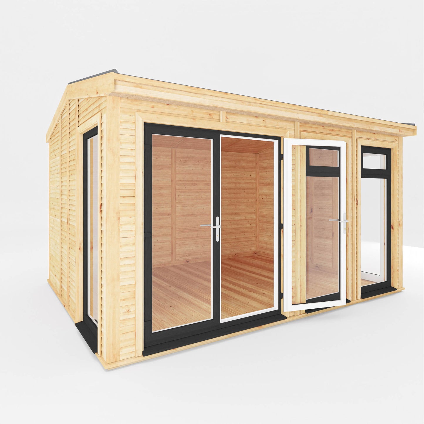 Mercia Sherwood Rufford 4mx3m Insulated Garden Room - (UPVC Windows & Doors) - Grey