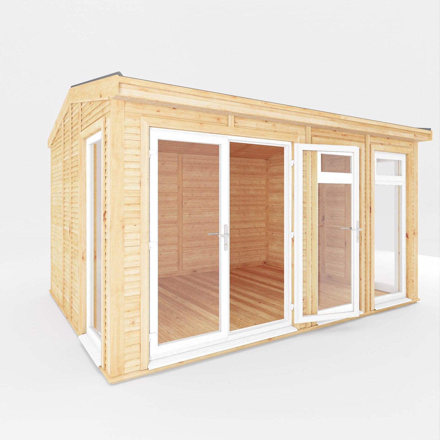 Mercia Sherwood Rufford 4mx3m Insulated Garden Room - (UPVC Windows & Doors) - White