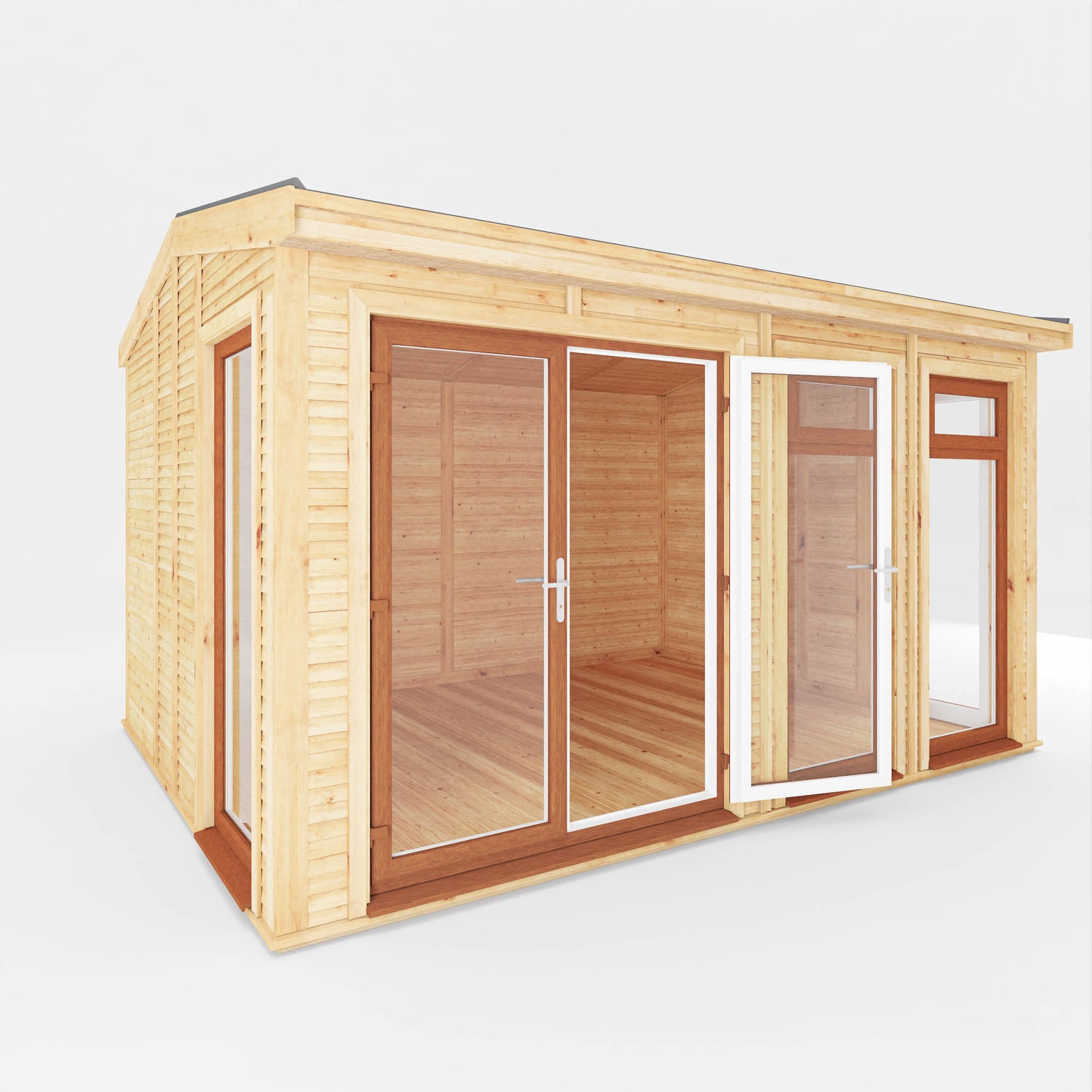 Mercia Sherwood Rufford 4mx3m Insulated Garden Room - (UPVC Windows & Doors) - Oak