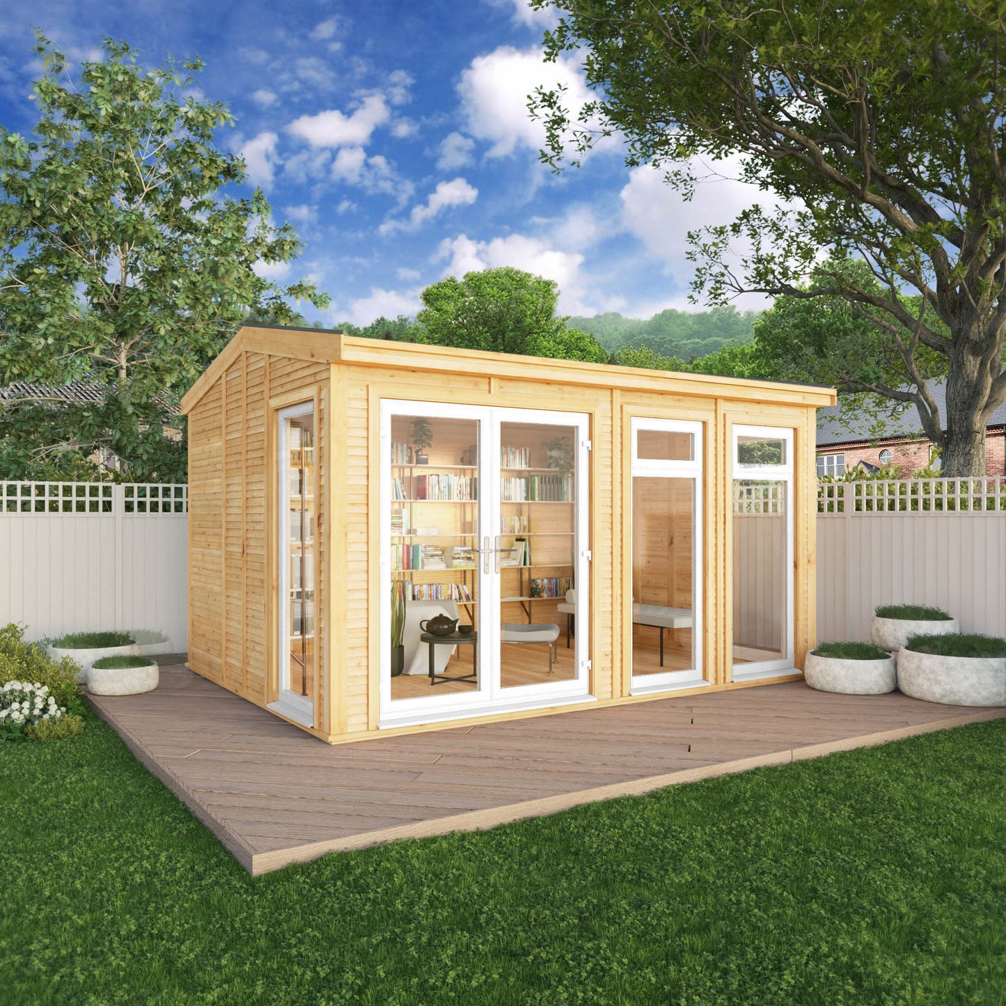 Mercia Sherwood Rufford 4mx3m Insulated Garden Room - (UPVC Windows & Doors) - White