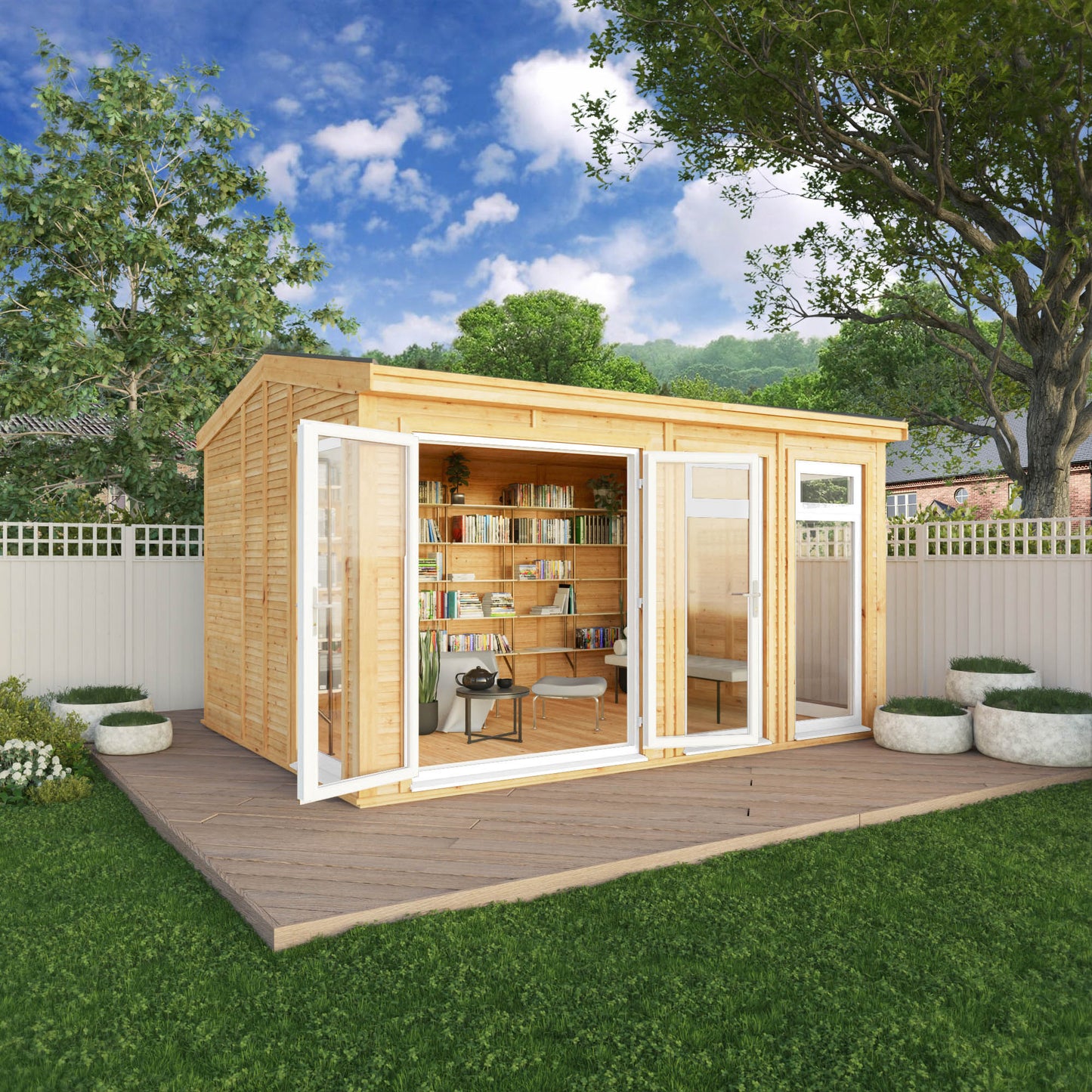 Mercia Sherwood Rufford 4mx3m Insulated Garden Room - (UPVC Windows & Doors) - White