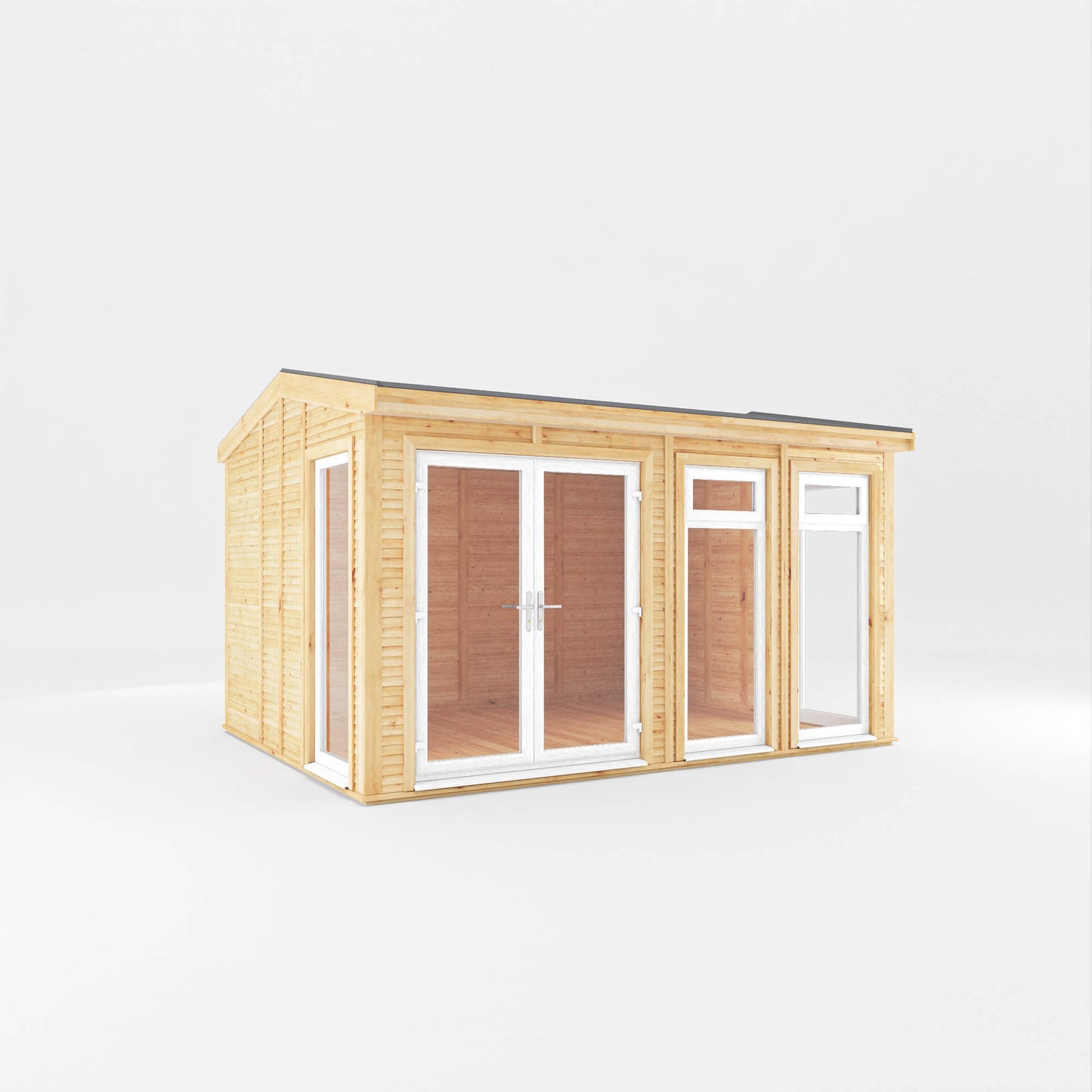 Mercia Sherwood Rufford 4mx3m Insulated Garden Room - (UPVC Windows & Doors) - White