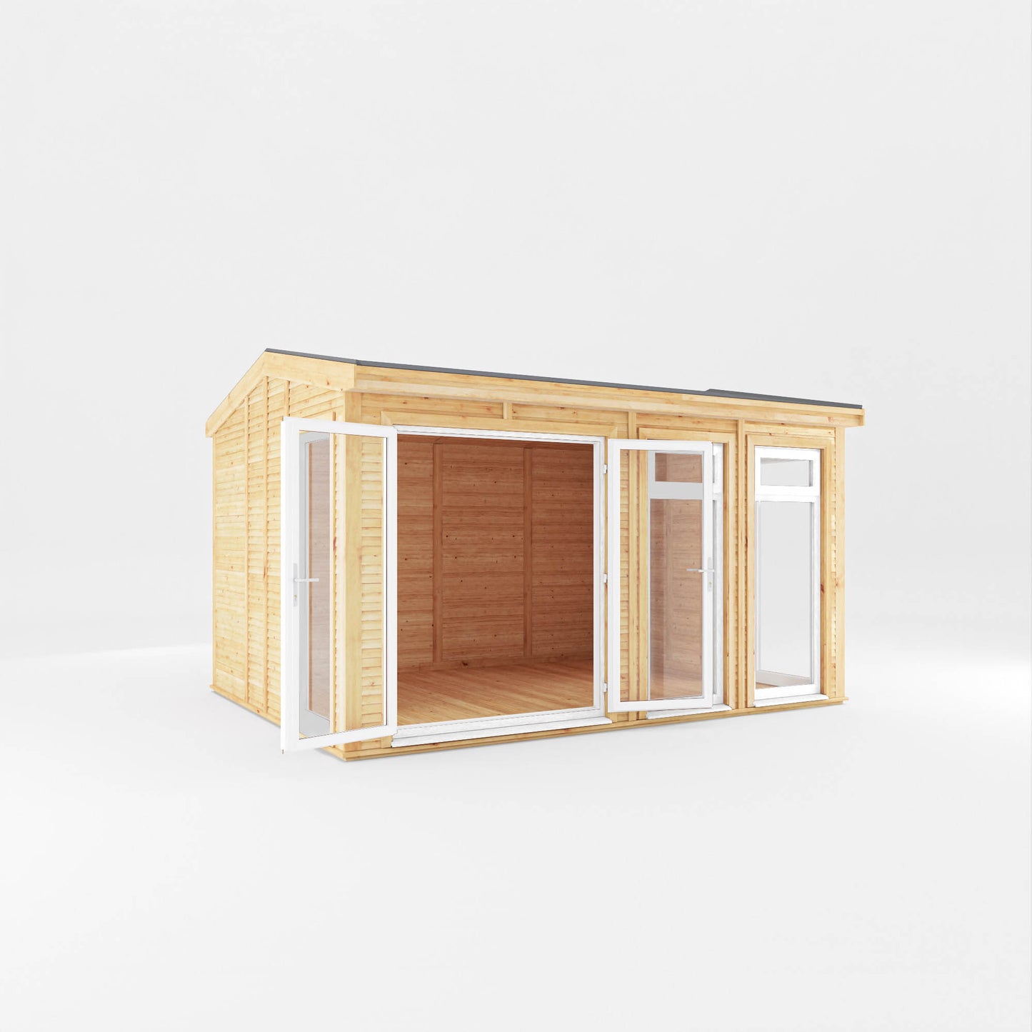 Mercia Sherwood Rufford 4mx3m Insulated Garden Room - (UPVC Windows & Doors) - White
