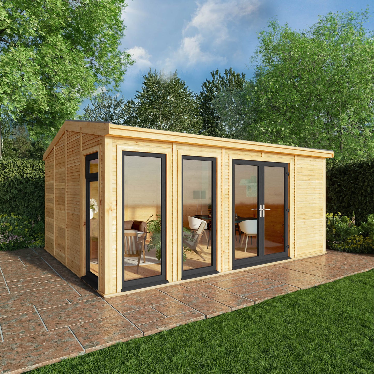 Mercia Sherwood Rufford 5mx3m Insulated Garden Room - (UPVC Windows & Doors) - Grey