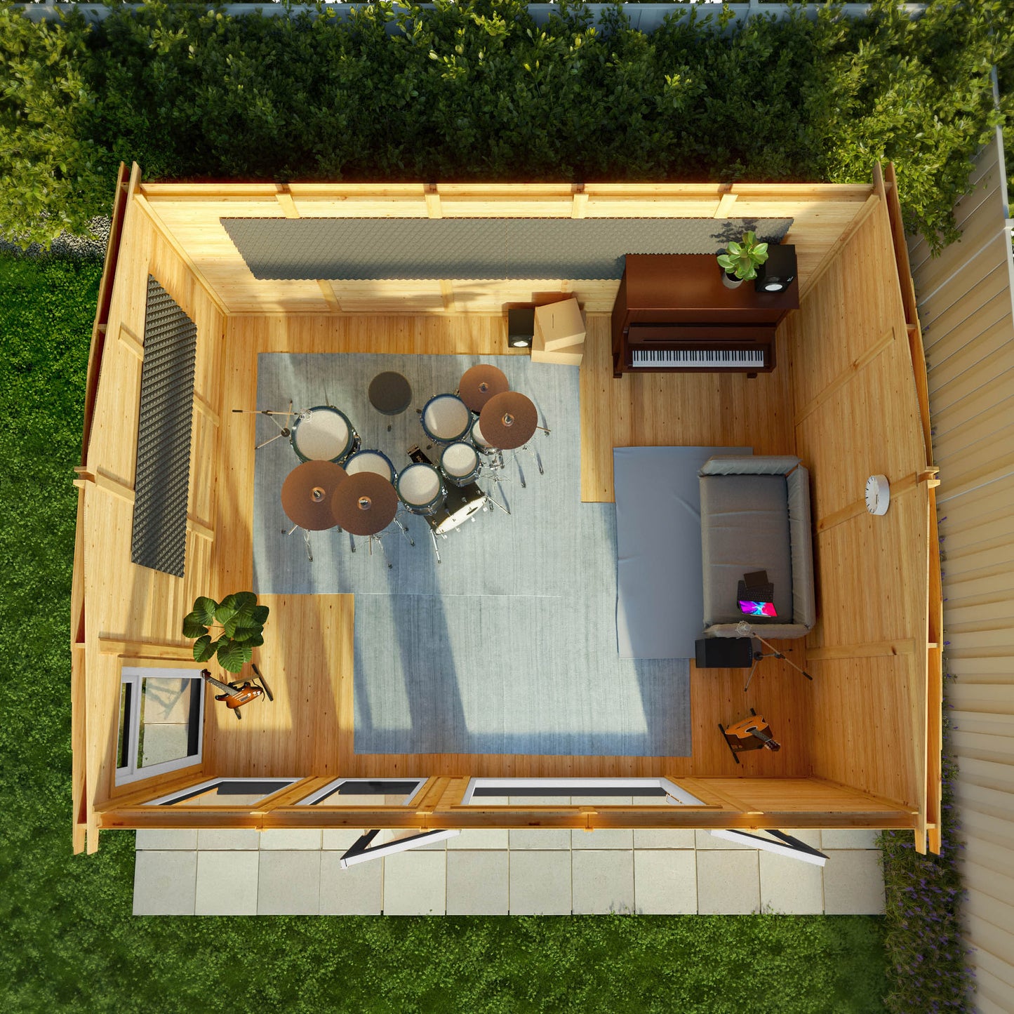 Mercia Sherwood Rufford 5mx3m Insulated Garden Room - (UPVC Windows & Doors) - Grey