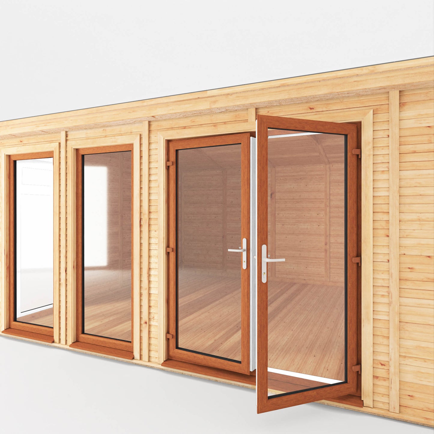 Mercia Sherwood Rufford 5mx3m Insulated Garden Room - (UPVC Windows & Doors) - Oak