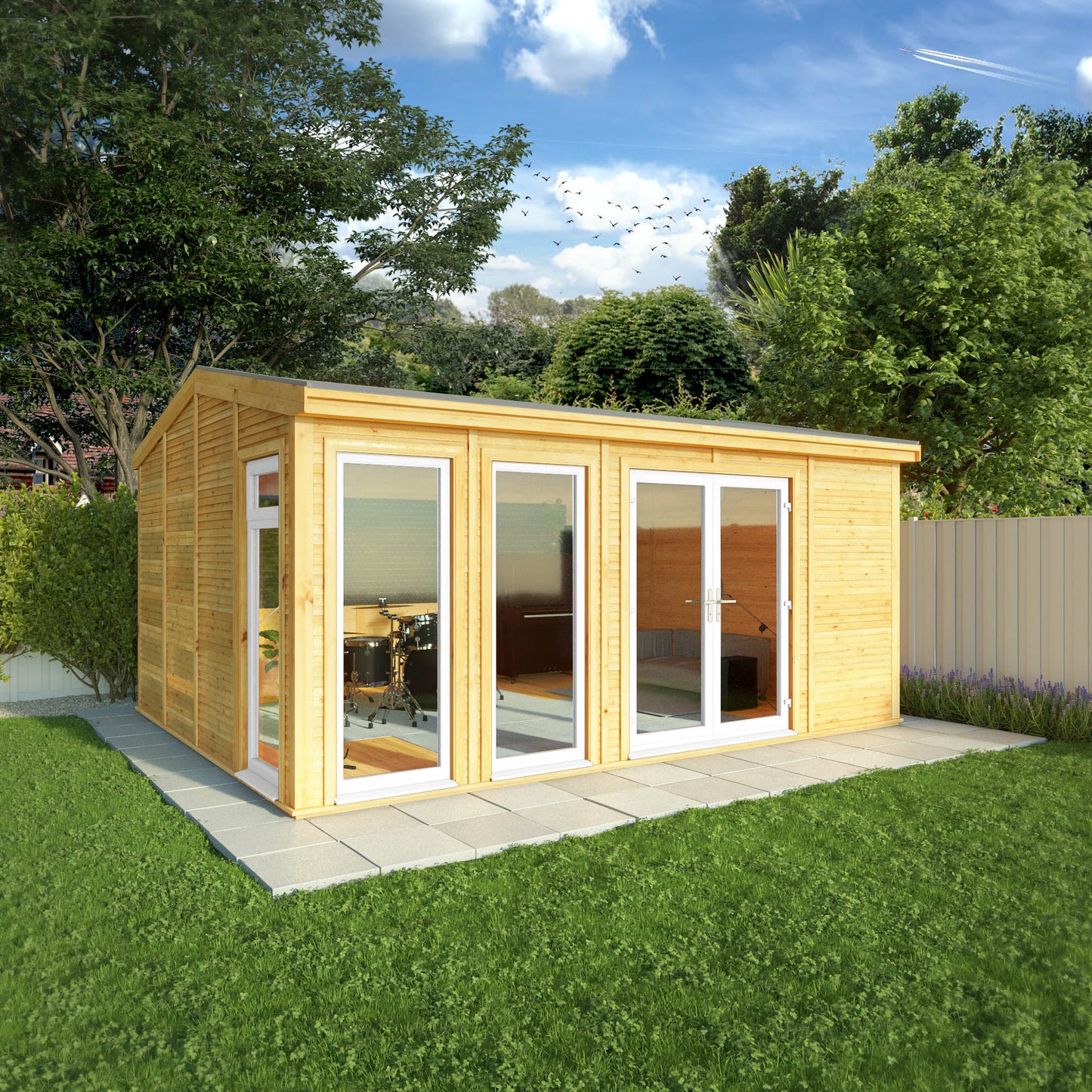 Mercia Sherwood Rufford 5mx3m Insulated Garden Room - (UPVC Windows & Doors) - White