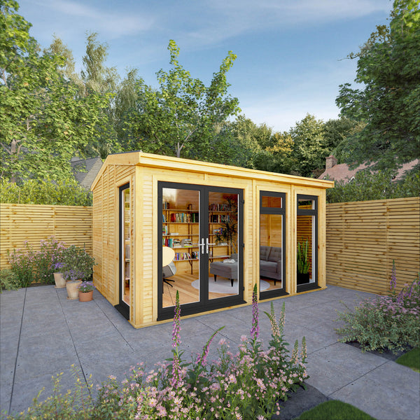 Mercia Sherwood Rufford 4mx3m Insulated Garden Room - (UPVC Windows & Doors) - Grey