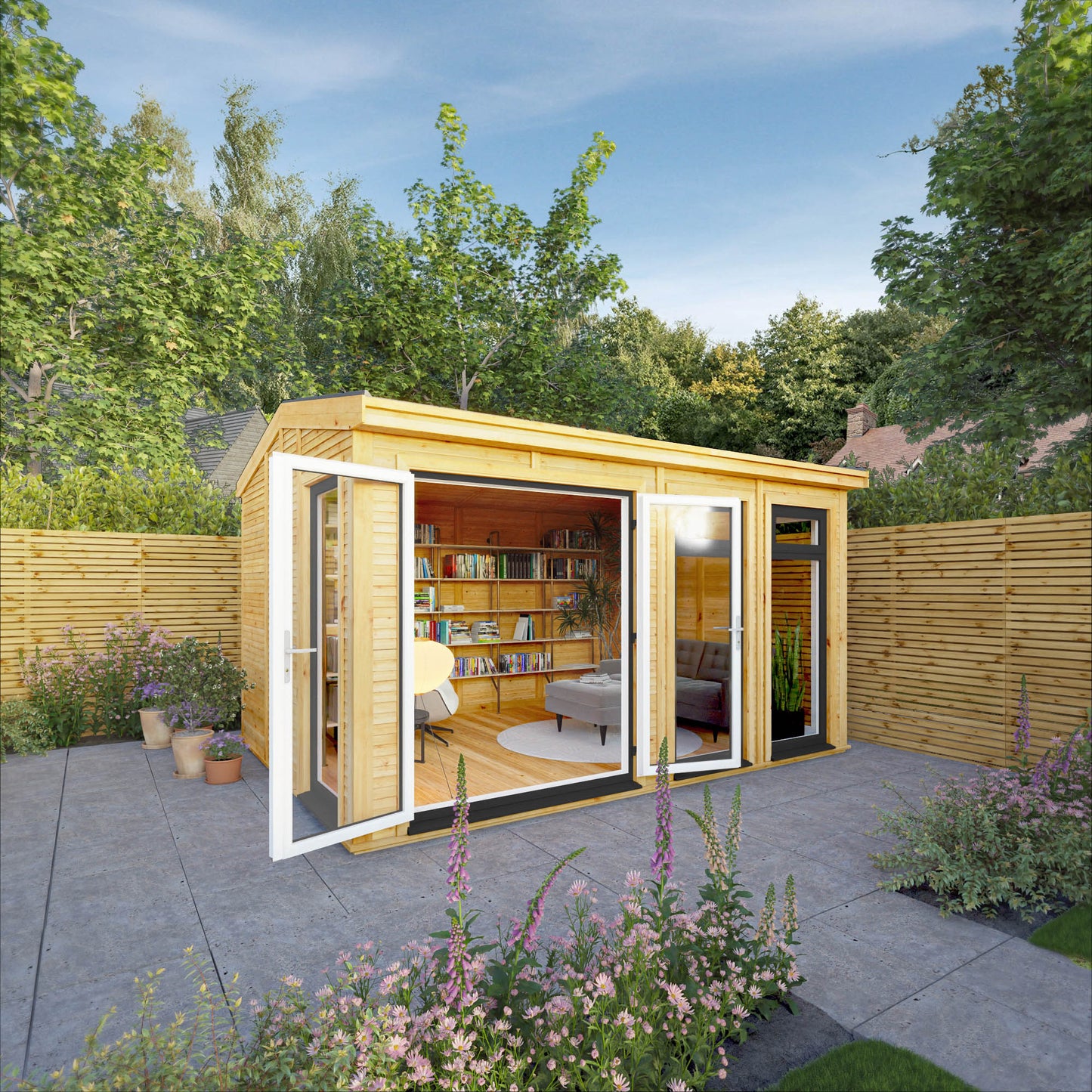 Mercia Sherwood Rufford 4mx3m Insulated Garden Room - (UPVC Windows & Doors) - Grey