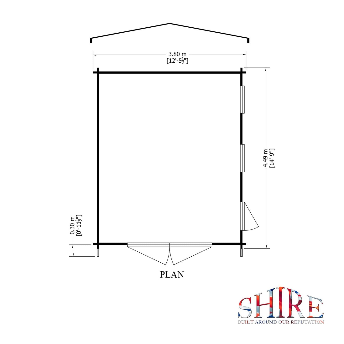 Shire Bradenham 13x15 Log Cabin (28mm - 70mm Logs)