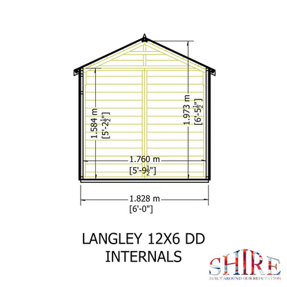Shire Langley 12x6 Shiplap Double Door Shed
